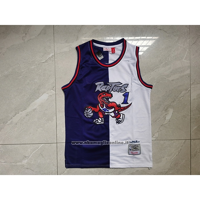 Maglia Toronto Raptors Tracy McGrady #1 Mitchell & Ness 1998-99 Split Viola Bianco